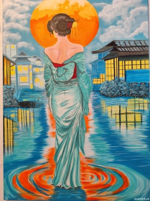 Gheișă în acrilic pe pînză 