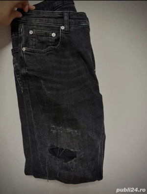 Blugi Zara negri cu găuri   stil urban   streetwear - imagine 2