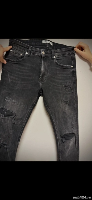 Blugi Zara negri cu găuri   stil urban   streetwear