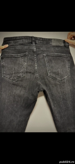 Blugi Zara negri cu găuri   stil urban   streetwear - imagine 6