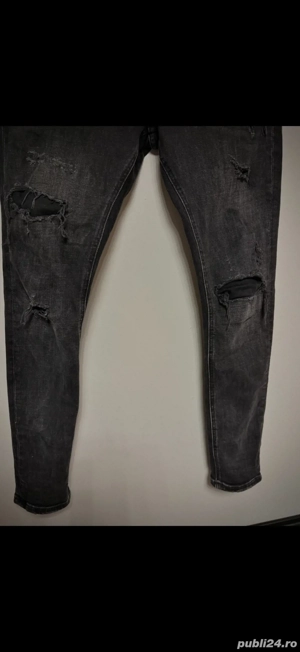 Blugi Zara negri cu găuri   stil urban   streetwear - imagine 7
