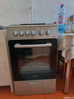 Vand aragaz ARCTIC,Cuptor gaz,plita gaz culoare argintiu,plita inox