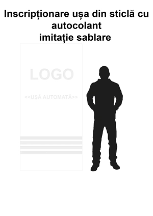 Inscripționări vitrine comerciale, uși din sticlă , imitație sablare