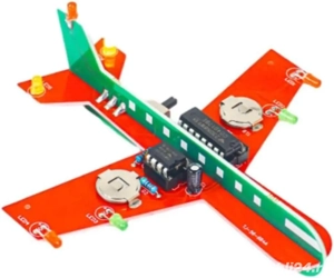  Kit electronic DIY  Avion cu LED-uri intermitente montaj educational (NE555 + CD4017) - imagine 4