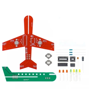  Kit electronic DIY  Avion cu LED-uri intermitente montaj educational (NE555 + CD4017) - imagine 2