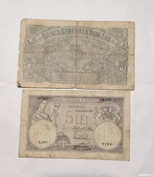 Bancnote 5 lei 1917 BGR; 5 lei 1928 Ferdinand l 