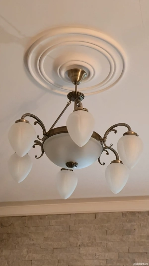 Candelabru Annabella   6 brațe,  70 cm, bronz & sticlă   ca nou, impecabil