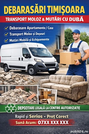 Debarasări & Curățenie Timișoara   Servicii Complete cu Dubă