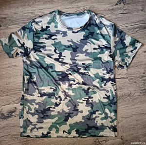 Tricou casual camuflaj pentru bărbați, imprimat cu gât rotund