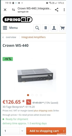 Statie amplificare audio Crown WS-440 cu 2 boxe solide - imagine 5
