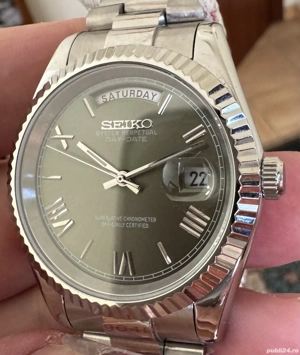Seiko Mod Day-Date Oyster President Verde 40 mm mecanism japonez Miyoya 8285 - imagine 5