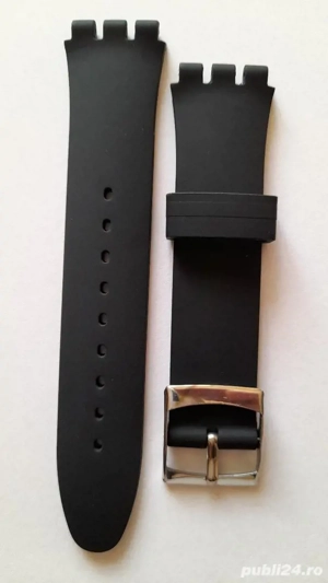 curea swatch neagra din silicon de 17mm, 19 mm, 21mm sau 23mm, latime, dar si bratari swatch inox.