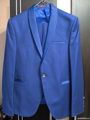 Costum bărbătesc albastru   2 piese (sacou, pantaloni) - modern