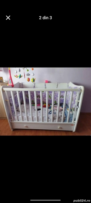Vând pătut bebe in stare impecabila, doua nivele, saltea noua din cocos cu două fețe