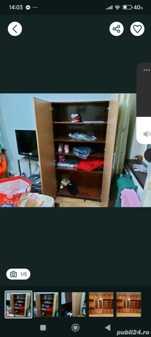 Vând dulap dublu 5 polițe , lemn, Voluntari lângâ București - imagine 2