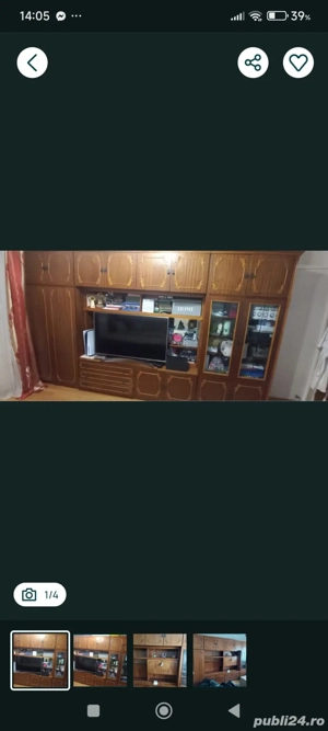 Vând mobilă lemn cu dulap dublu ( 4 corpuri ) sau numai dulapul ( polițe și bară haine ) 