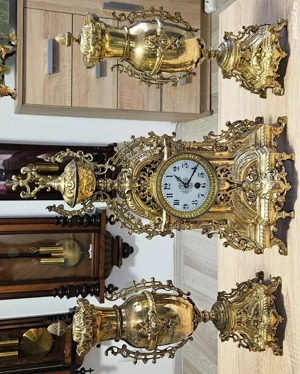 Ceas de semineu cu pendul Japy Freres   bronz 3 piese 