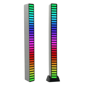Bara LED RGB cu Activare Sonora   VU Metru Lumini Muzicale, 32 LED-uri, USB-C, Efecte Spectaculoase