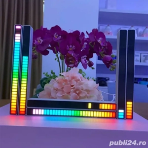 Bara LED RGB cu Activare Sonora   VU Metru Lumini Muzicale, 32 LED-uri, USB-C, Efecte Spectaculoase - imagine 5