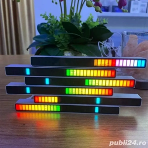 Bara LED RGB cu Activare Sonora   VU Metru Lumini Muzicale, 32 LED-uri, USB-C, Efecte Spectaculoase - imagine 3