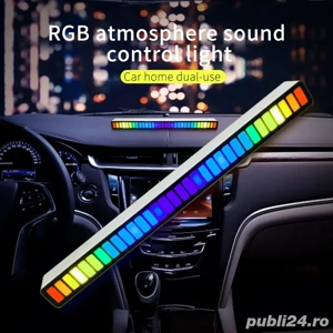 Bara LED RGB cu Activare Sonora   VU Metru Lumini Muzicale, 32 LED-uri, USB-C, Efecte Spectaculoase - imagine 4