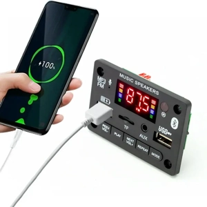 Modul audio Bluetooth 5.0 cu radio FM, MP3 și amplificator stereo 2x40W 5V 12V - imagine 3