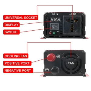 Invertor 1600W Undă Sinusoidală Pură 12V la 220V   Putere Continuă 800W - imagine 5