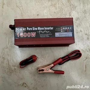 Invertor 1600W Undă Sinusoidală Pură 12V la 220V   Putere Continuă 800W - imagine 3