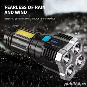 Lanterna LED Reincarcabila Puternica   Ideala pentru Vanatoare, Pescuit, Camping - imagine 5
