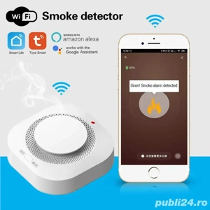 Senzor fum WiFi inteligent Tuya   Detector wireless pentru siguranta locuintei - imagine 4