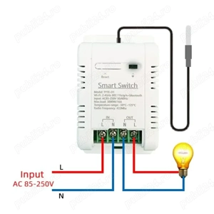 Termostat inteligent WiFi cu senzor temperatura DS18B20   control automat Tuya Smart, 220V 16A - imagine 4