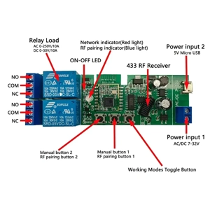 Modul Releu Inteligent WiFi 2 Canale 5V 24V Compatibil Tuya Smart Life - imagine 4