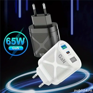 Încărcător Telefon și Tabletă 65W GaN USB-C & USB-A   Fast Charger PD QC pentru iPhone, Samsung - imagine 3