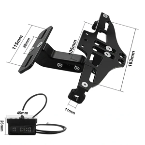 Suport număr înmatriculare moto rabatabil cu LED, universal sport - imagine 4