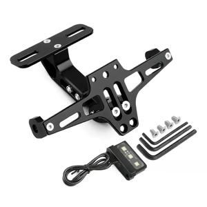 Suport număr înmatriculare moto rabatabil cu LED, universal sport