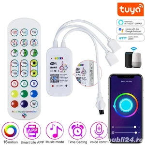 Controller Banda LED RGB Smart WiFi Tuya cu Telecomanda, Dimmer si Control Muzical - imagine 4