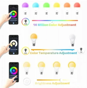 Bec LED inteligent WiFi RGB Tuya Multicolor   Control Smart de pe Telefon - imagine 4