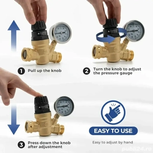 Regulator   Reductor presiune apa 3 4  cu manometru   Limitator pt irigatii, hidrofor, pompa, boiler - imagine 4