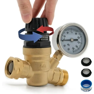 Regulator   Reductor presiune apa 3 4  cu manometru   Limitator pt irigatii, hidrofor, pompa, boiler - imagine 5