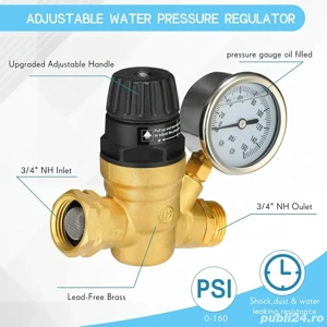 Regulator   Reductor presiune apa 3 4  cu manometru   Limitator pt irigatii, hidrofor, pompa, boiler - imagine 3