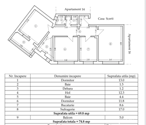  Apartament 3 camere decomandat 