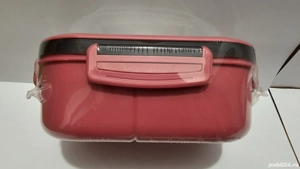 Caserola pranz ECARLA, 5 compartimente, 1200 ml, 21 x 14.5 x 8 cm, cu furculita si lingura, roz