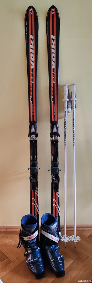 Vând schiuri VÖLKL, legături MARKER, bocanci TECNICA, bețe schi KERMA, pantalon Ski Outhorn