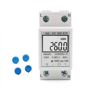 Contor Electric Monofazat Pasant cu Afisaj Digital pentru Monitorizare Consum Energie, Montaj pe Sin