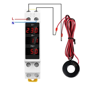 Ampermetru Digital Trifazat pentru Tablou Electric   Masurare Curent 1-100A, Montaj pe Sina DIN - imagine 4