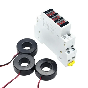 Ampermetru Digital Trifazat pentru Tablou Electric   Masurare Curent 1-100A, Montaj pe Sina DIN - imagine 3