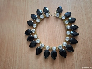 Colier salba bijuterie old vintage deosebit black 36 pietre - imagine 2