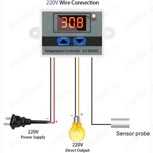 TERMOSTAT electronic DIGITAL controller de Temperatura AC 220V 10A sonda IEFTIN - imagine 3