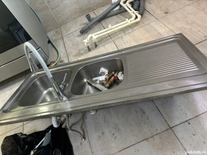 Chiuveta Industriala Inox 2 cuve si baterie inclusa 