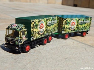 Macheta camion transport cu remorca MAN F90 sc 1:87 Herpa cu vitrina - imagine 3